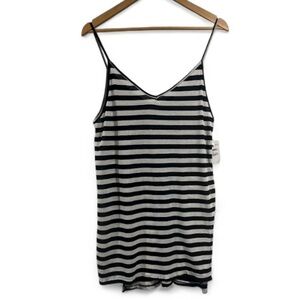 Stem cover up tunic striped gray black NeW medium stretch soft cotton model